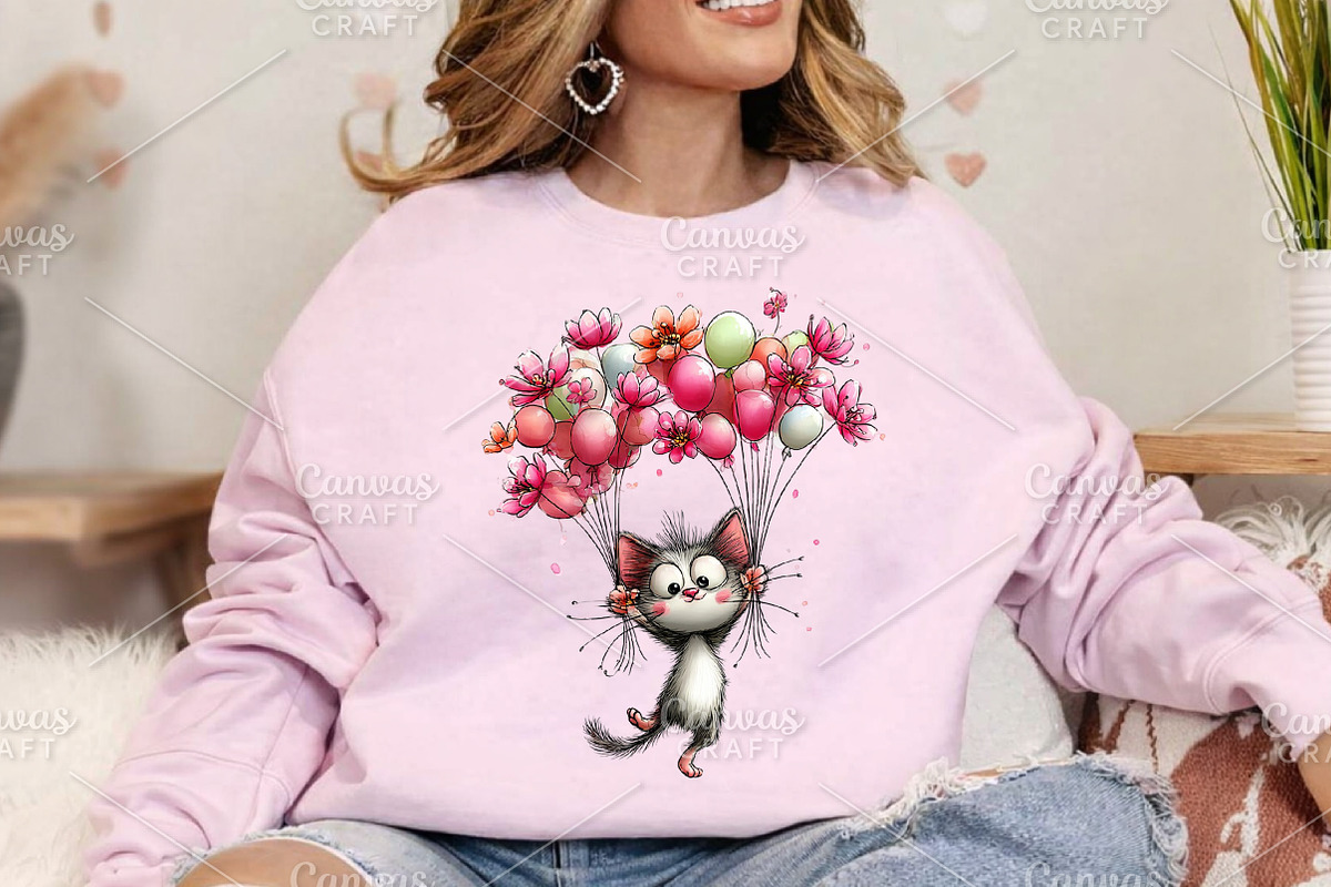Whimsical Spring Cat Clipart Bundle, an Illustration by Canvas Craft (Photo 4 of 7)