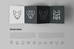 Dog Breeds 20 Thin Line Icons Set