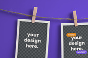 Three Photo Hanging with Pegs Mockup, a Product Mockup by Custom Scene (Thumbnail 4 of 5)