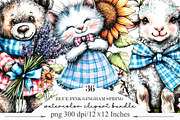 Blue Pink Gingham Spring Clipart, an Illustration by Designking (Thumbnail 1 of 5)