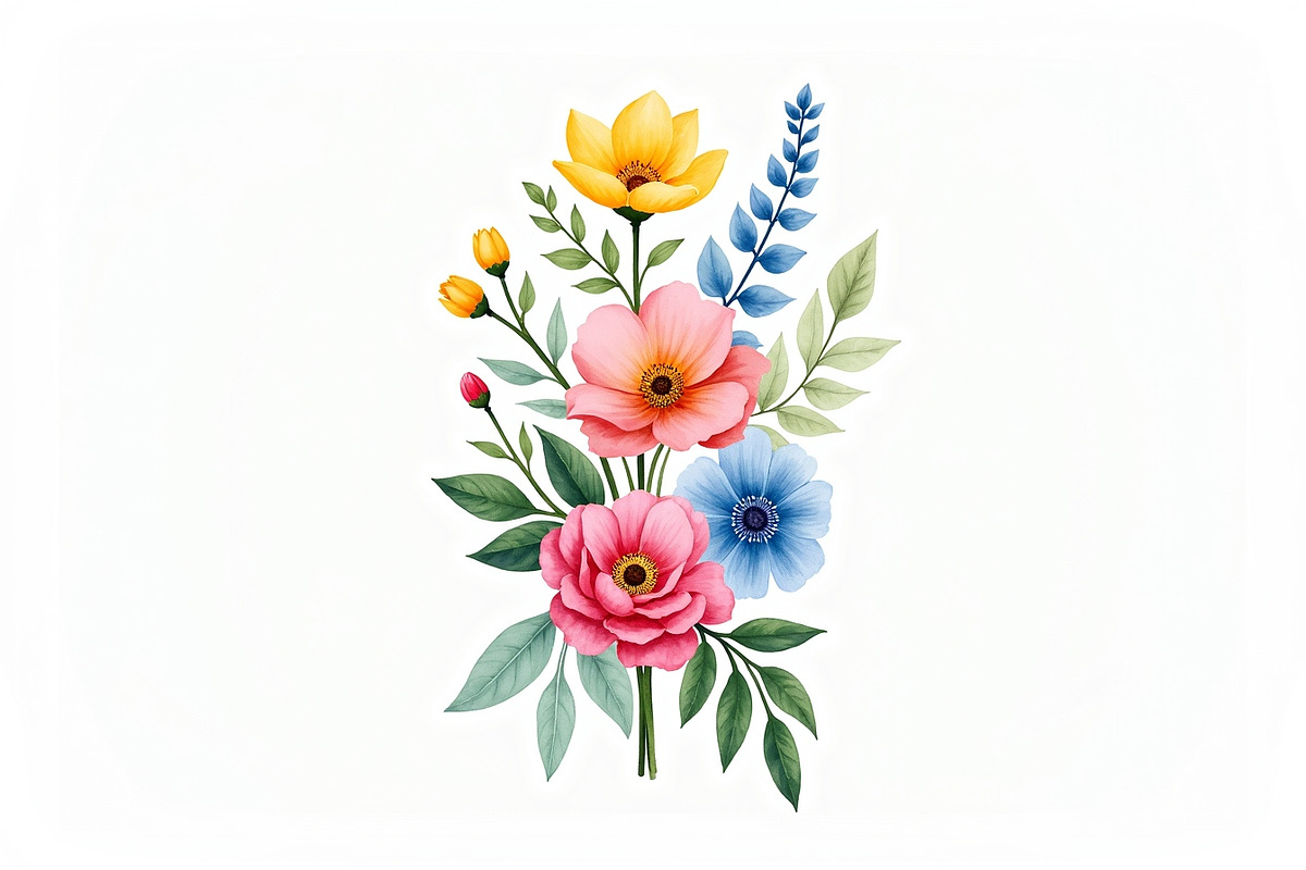 Vibrant Watercolor Floral Bouquet Bu, an Illustration by BIPLOB EXPERT (Photo 10 of 14)