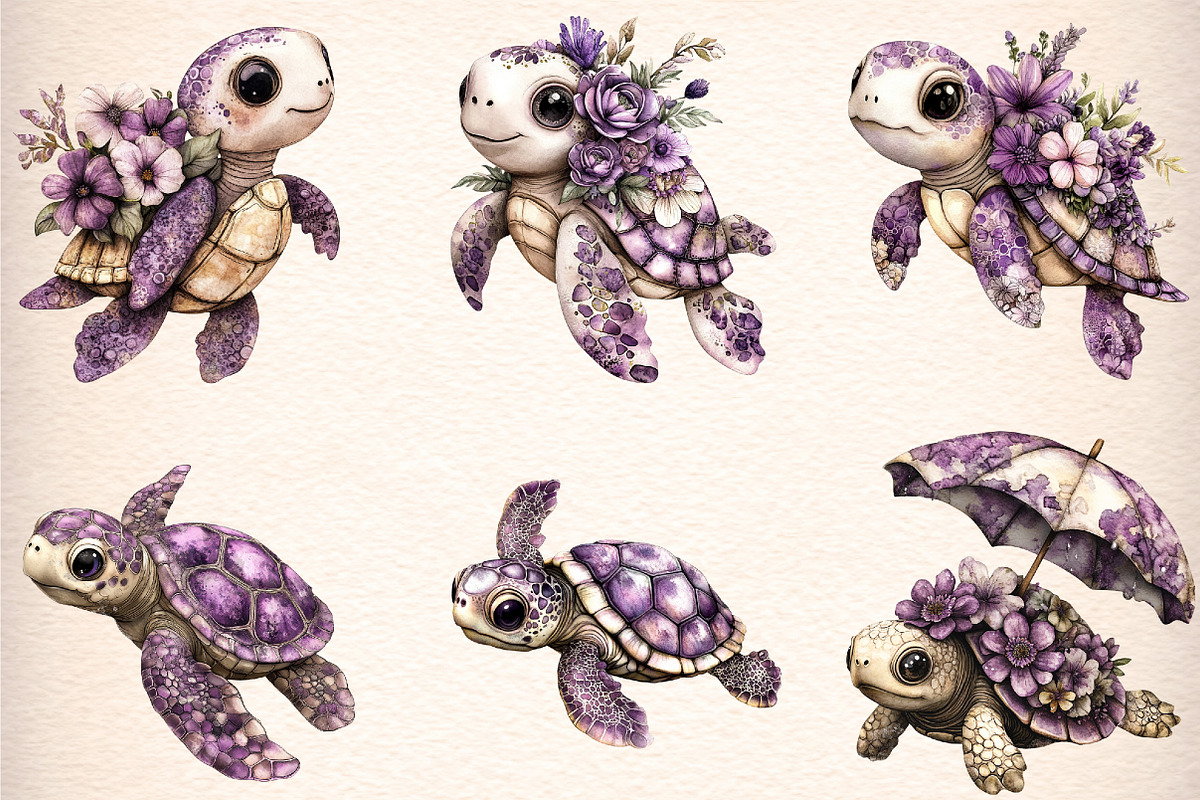 summer sea turtle clipart, an Illustration by GatewayDesign (Photo 4 of 9)