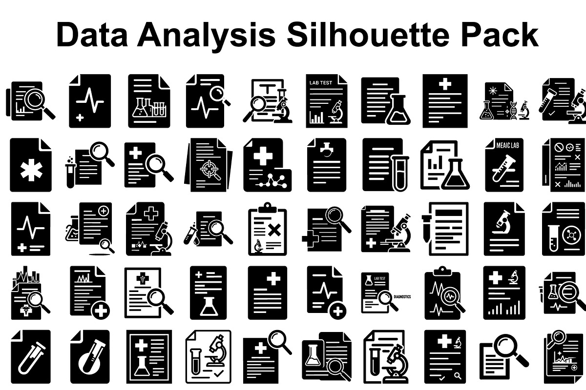 Data Analysis Silhouette Pack, a Graphic by hafijul (Photo 1 of 9)