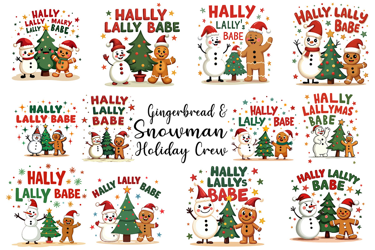 Gingerbread & Snowman Holiday Crew, an Object Graphic by Designs_River (Photo 1 of 12)