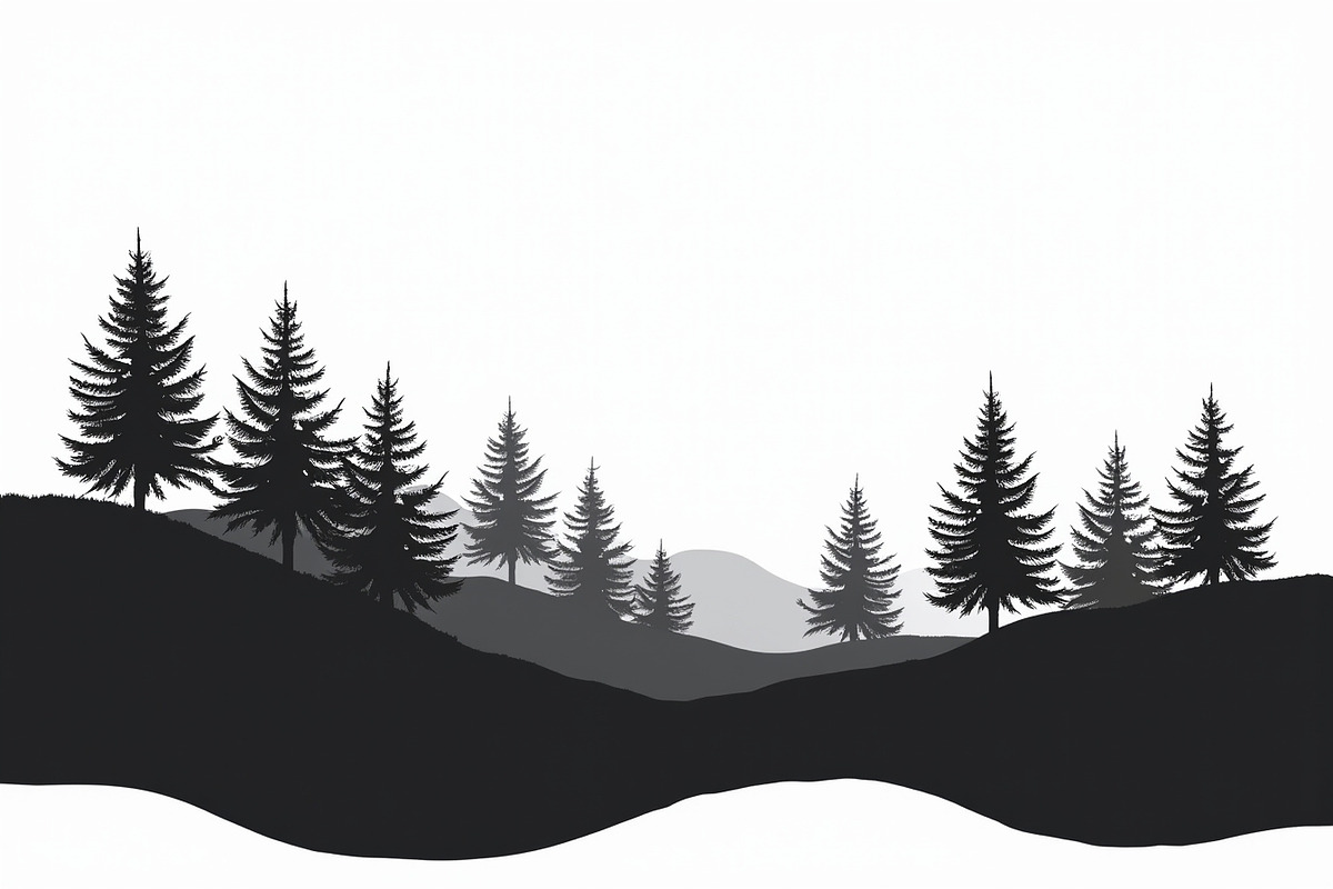 Pine Forest Silhouette Bundle, a Graphic by balal (Photo 5 of 16)