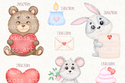 Valentines Day Watercolor Clipart, an Animal Illustration by ekossa_art (Thumbnail 2 of 7)