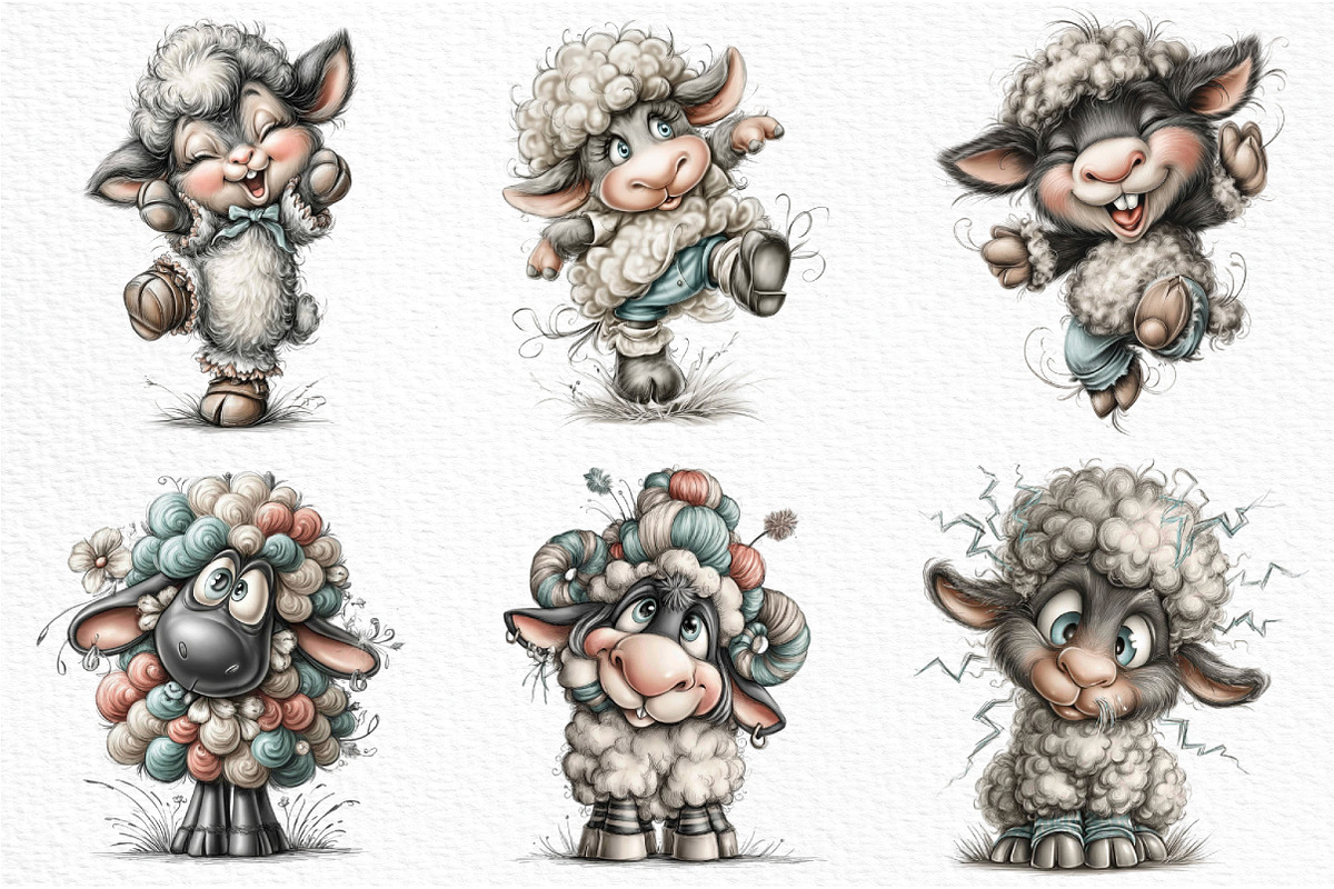 Crazy Sheep Clipart, an Illustration by Craft Nest (Photo 6 of 6)