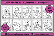Dinosaur Daily Routine Coloring Book, an Animal Illustration by Lamia Emad (Thumbnail 1 of 5)