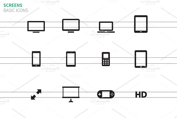 Screens Icons On White Background.