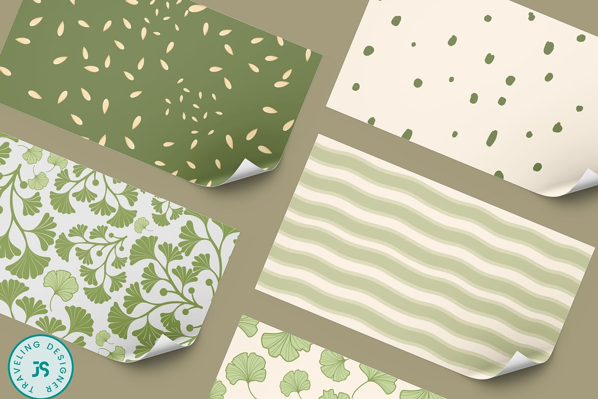 Ginkgo Botanical Seamless Patterns, a Pattern Graphic by Traveling Designer (Photo 6 of 7)