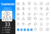 Teamwork minimalist outline icon set, an Outline Icon by Icons (Thumbnail 1 of 3)