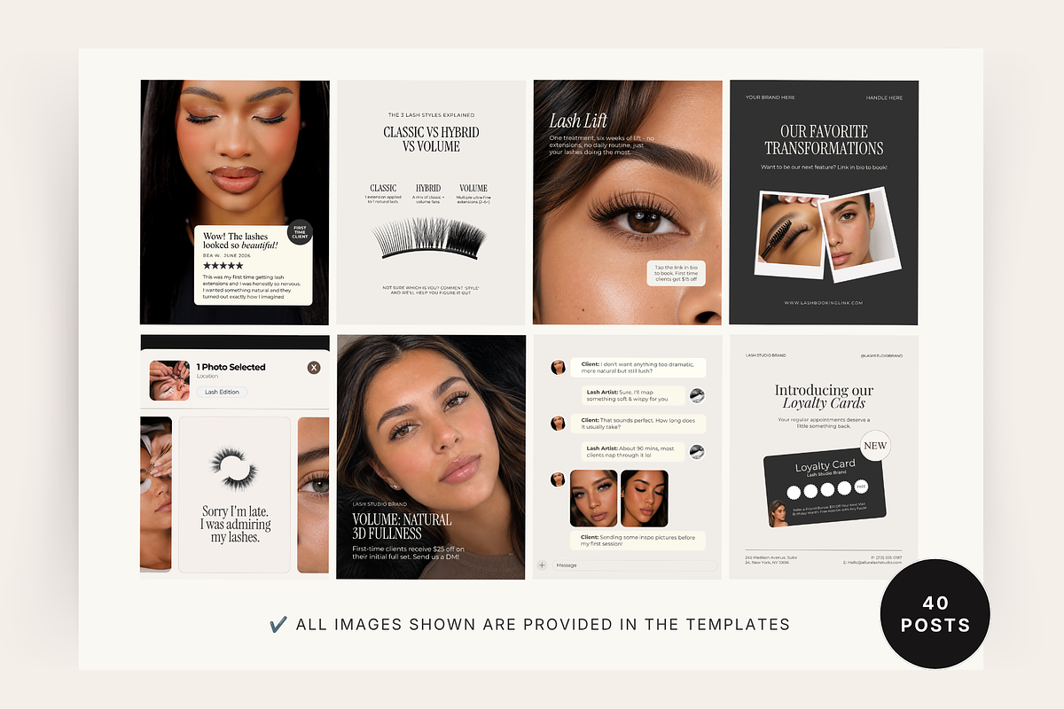 40 Lash Extension Instagram posts, a Social Media Template by Design Lush Studio (Photo 6 of 8)