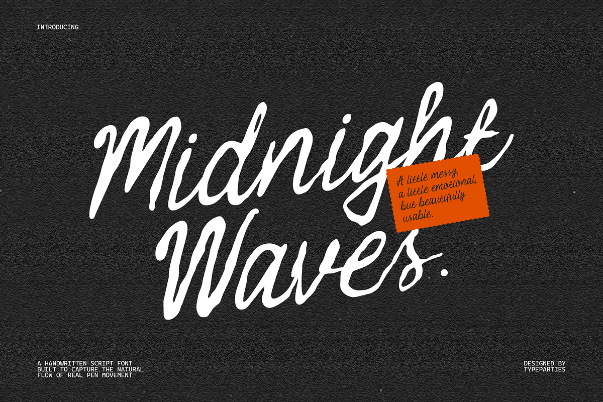 Midnight Waves - Handwritten Font, a Script Font by Typeparties (Photo 1 of 10)