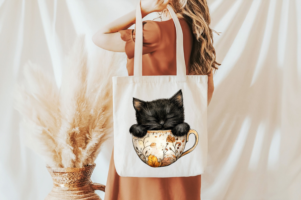 Funny Autumn Black Cat Clipart, an Illustration by Pixels.Craft (Photo 5 of 7)