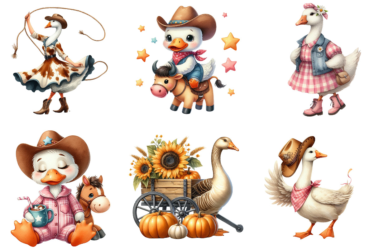Cute Cowgirl Png Goose Bundle, an Illustration by DreamArtGraphic (Photo 3 of 6)