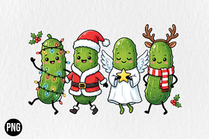 Christmas Pickle Doodles Characters, a Seasonal Illustration by CraftArtStudio