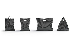 4 Black Plastic Bag Stand 3D Model