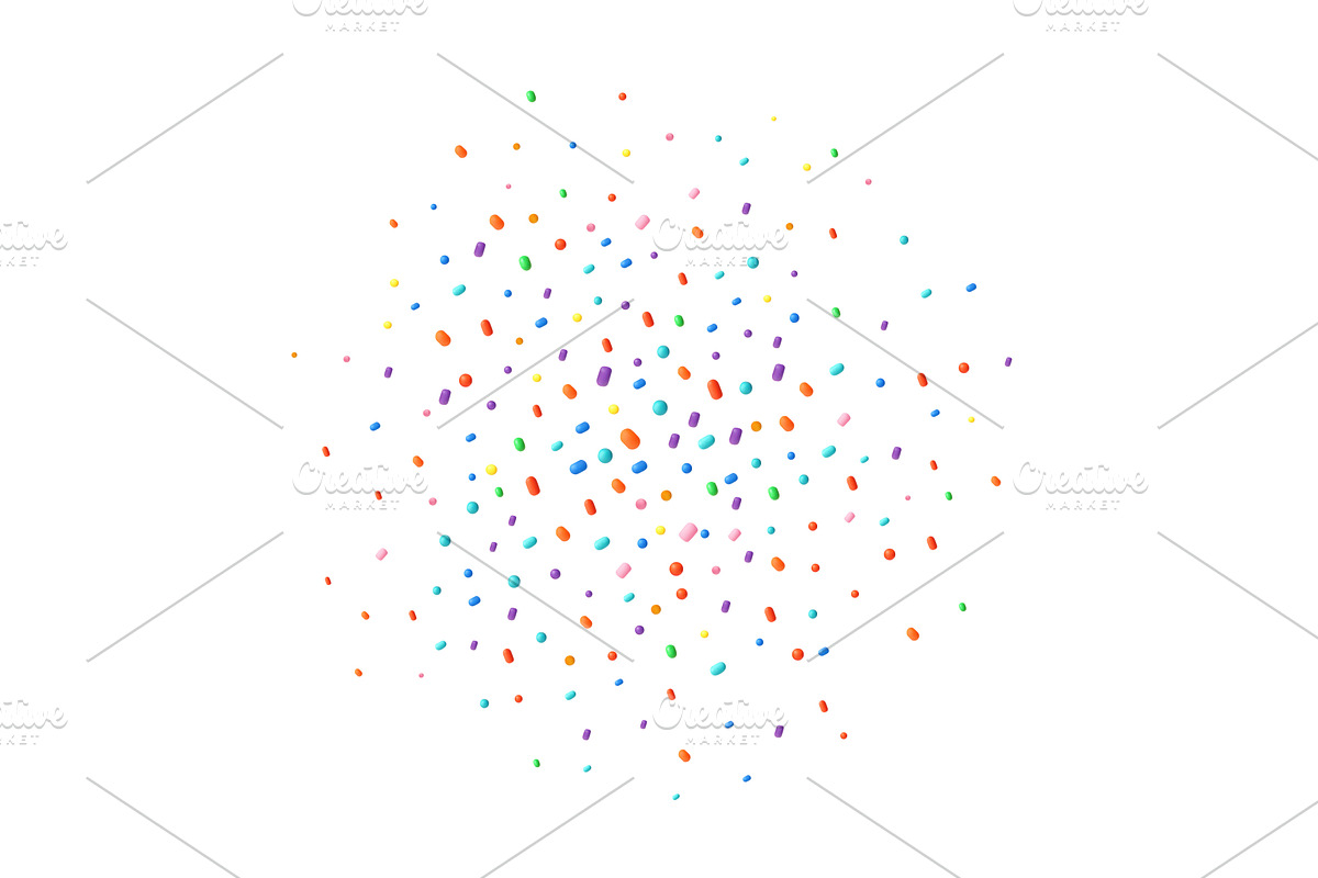 3d rainbow confetti., an Object Illustration by ModVector