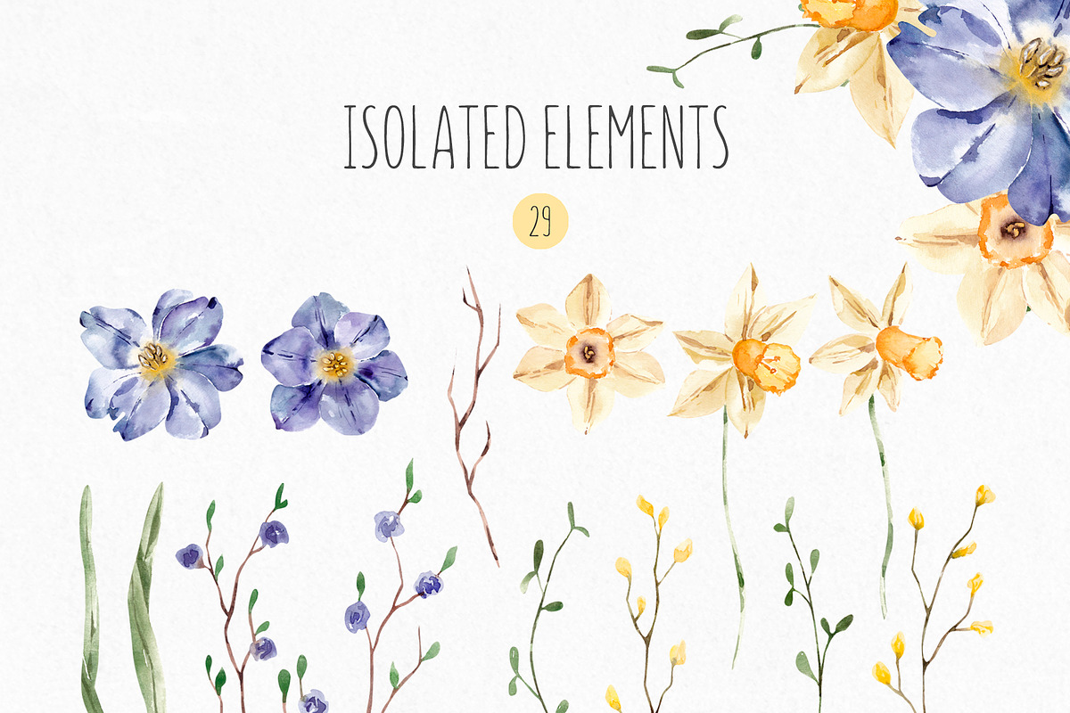 Watercolor Spring Easter Clipart, a Texture Illustration by YuliyaArtGarden (Photo 2 of 12)