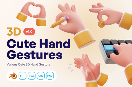 Handfluffy - Cute 3D Hand Gestures, a Characters & Person 3D Model by Illustraly Design