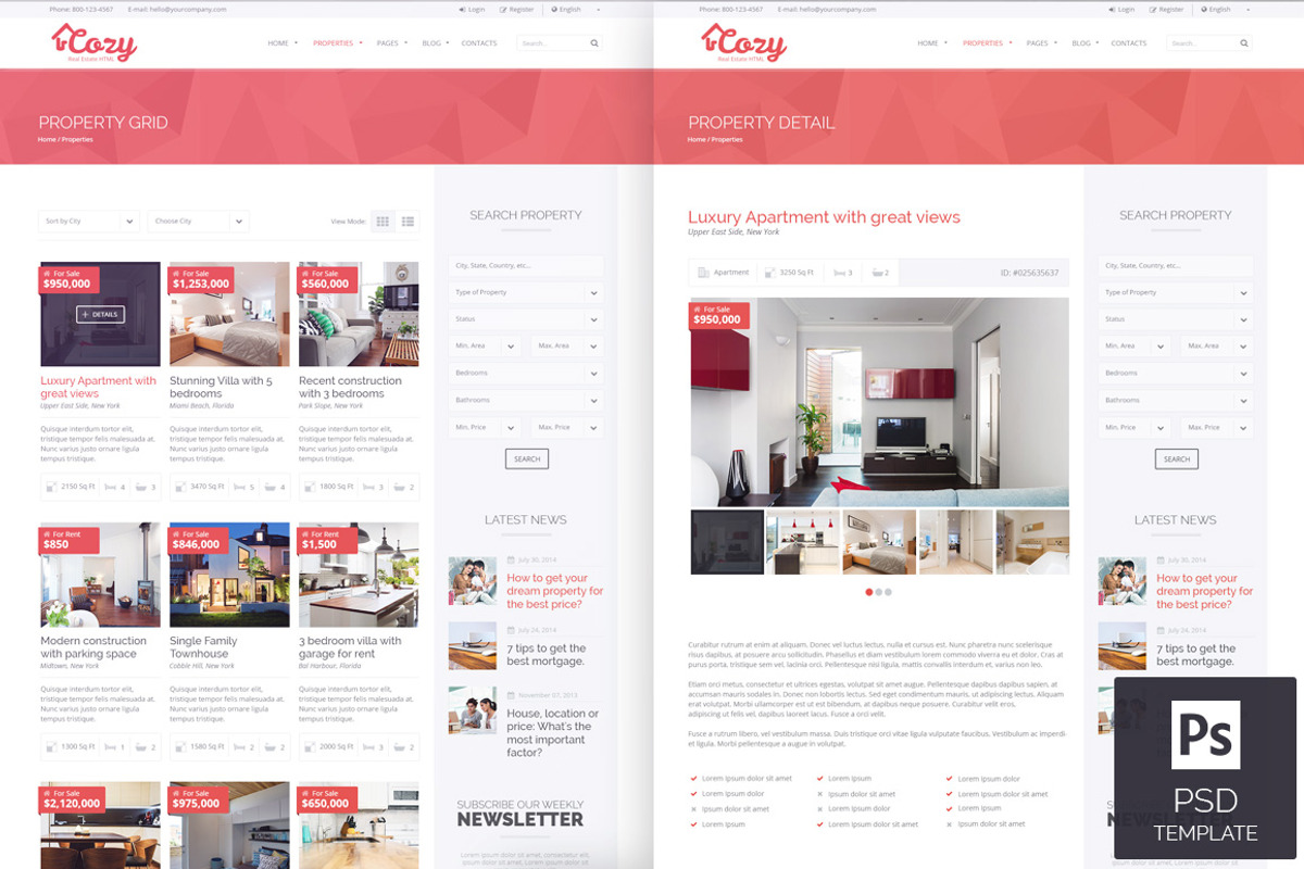 Cozy - Real Estate PSD Template, a Websites & App Template by Wisely Themes (Photo 3 of 5)