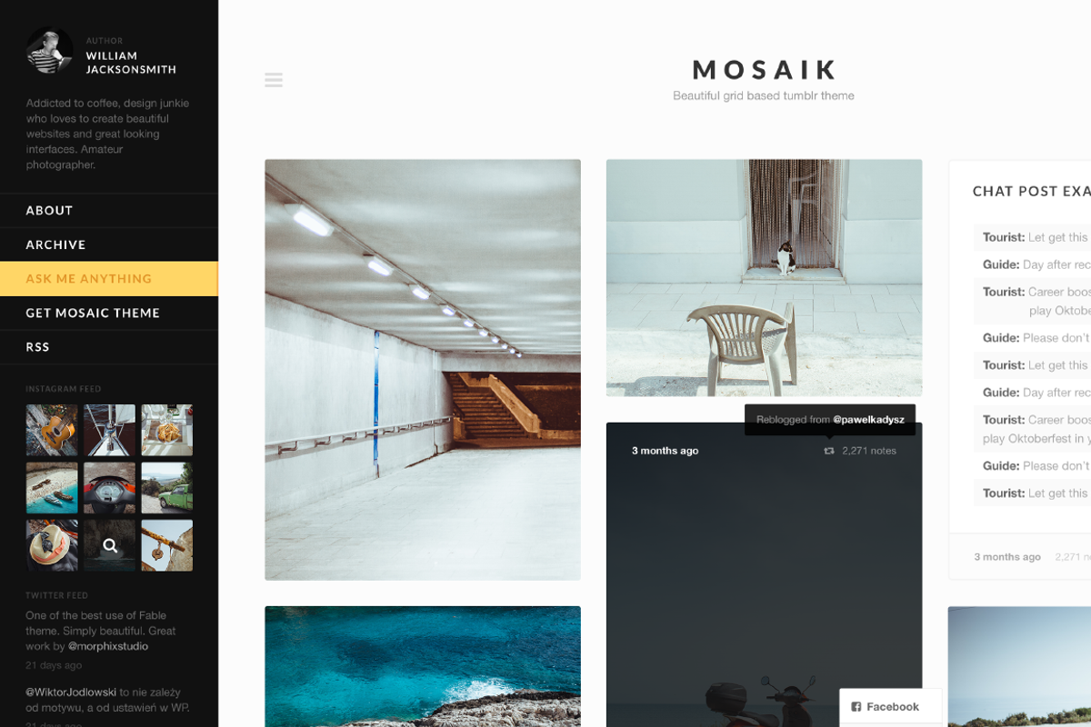 Mosaik tumblr theme, a Websites & App Template by Pixel Revel (Photo 3 of 4)
