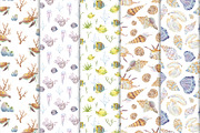 Watercolor set of underwater life, an Animal Illustration by Watercolor arts (Thumbnail 6 of 8)