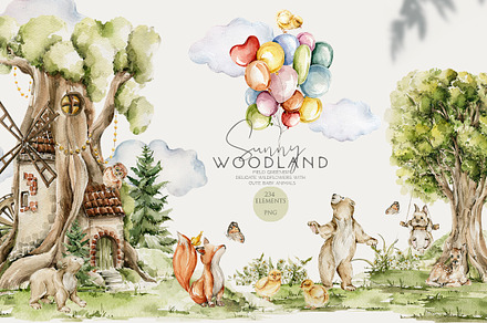 Spring woodland Baby animals clipart, an Animal Illustration by 60secondsArt