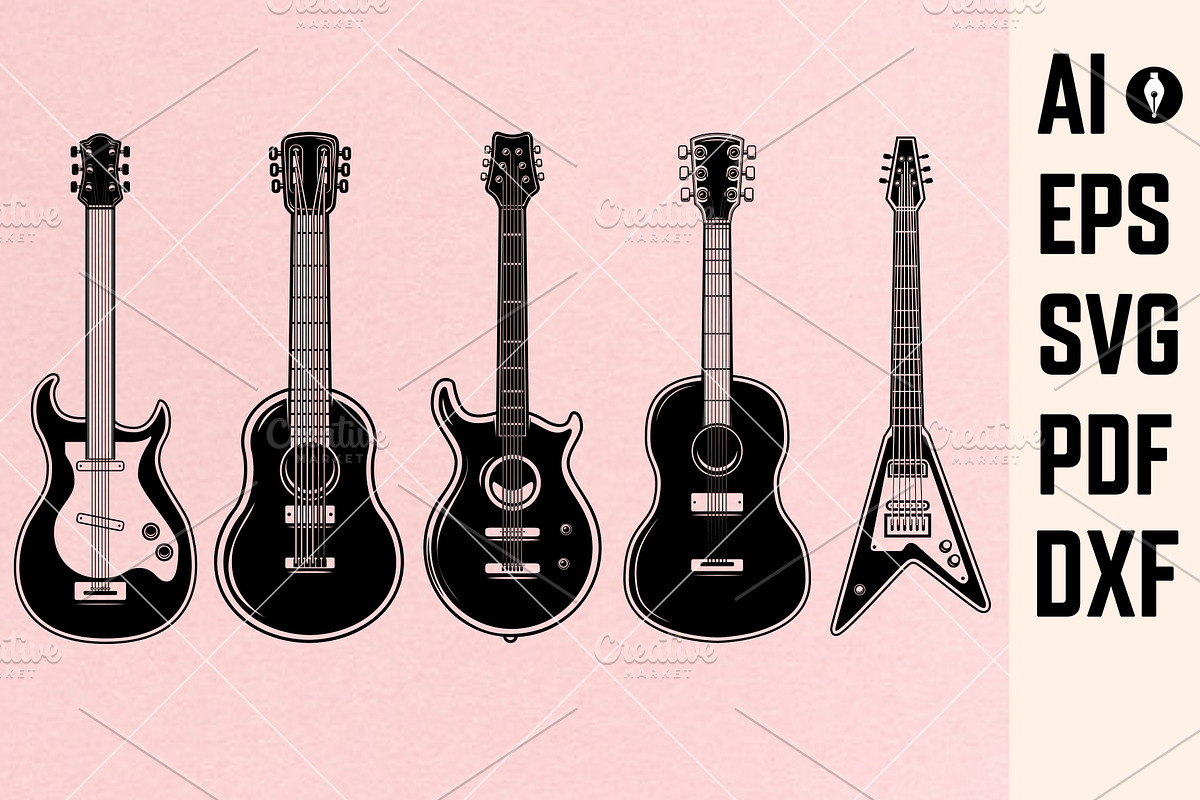 Guitar Clipart Bundle, Guitar Head, a Branding & Logo Template by Vectorhight (Photo 1 of 3)