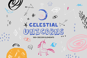 Space Unicorns Clipart Set