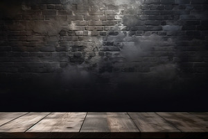 Old wooden table concrete wall