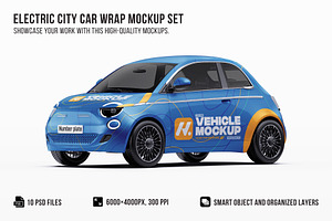 Premium Electric City Car Mockup Set, an Advertising Mockup by Halal Graphic Studio
