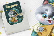 Cute kitten with lute, an Animal Illustration by Azuzlikus (Thumbnail 2 of 3)