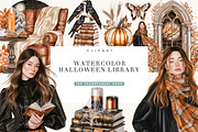 Watercolor Halloween Library Clipart, a Seasonal Illustration by BusyDaydesign (Thumbnail 1 of 9)