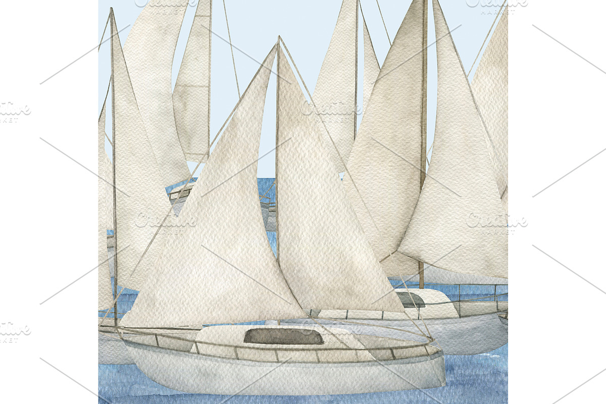 Watercolor Marine Pattern Set, a Pattern Graphic by Natikka Art (Photo 3 of 4)