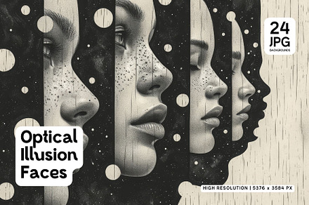 24 Optical Illusion Faces, a Person Illustration by HipFonts