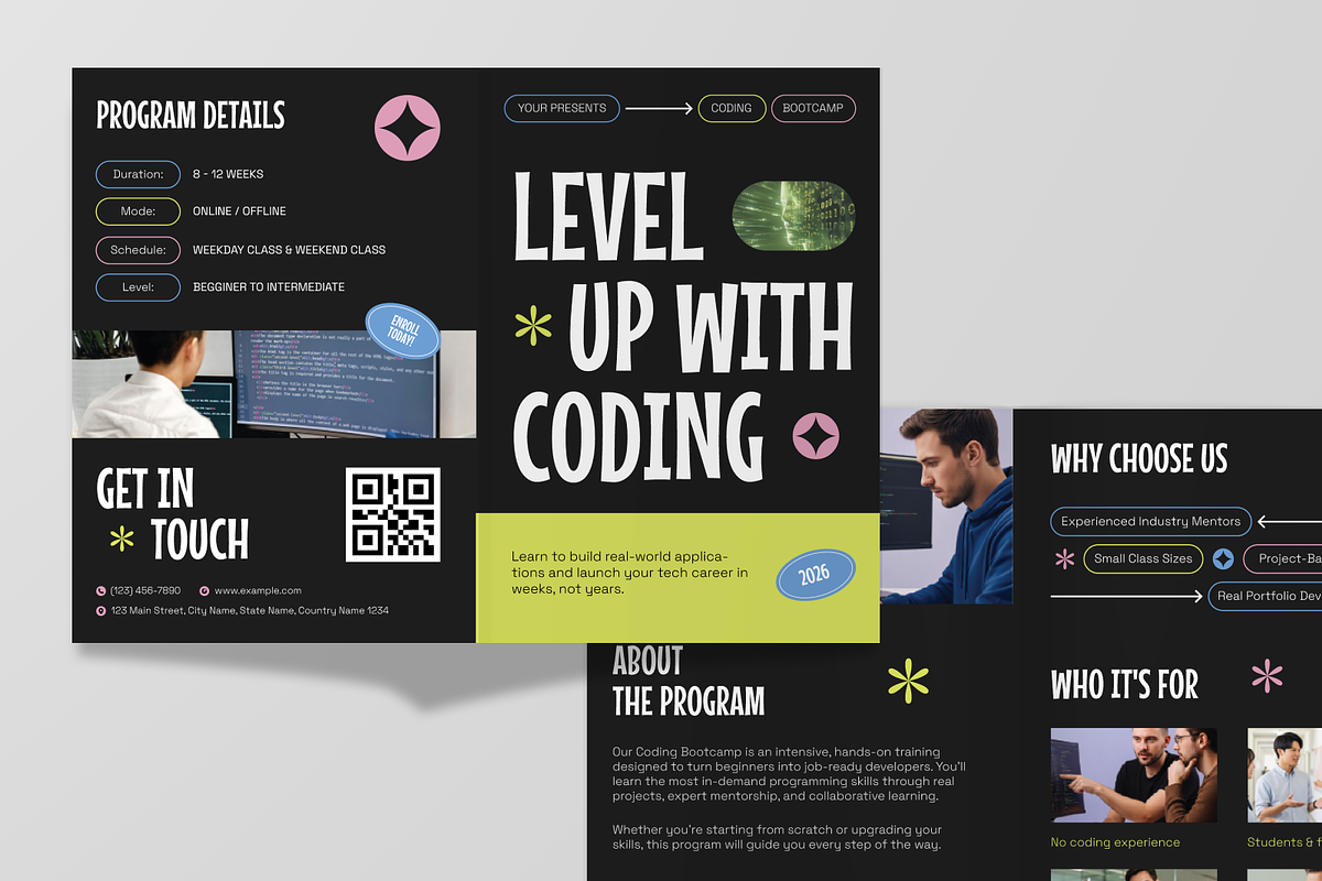 Coding Bootcamp Bifold Brochure, a Brochure Template by Annora Studio (Photo 4 of 6)