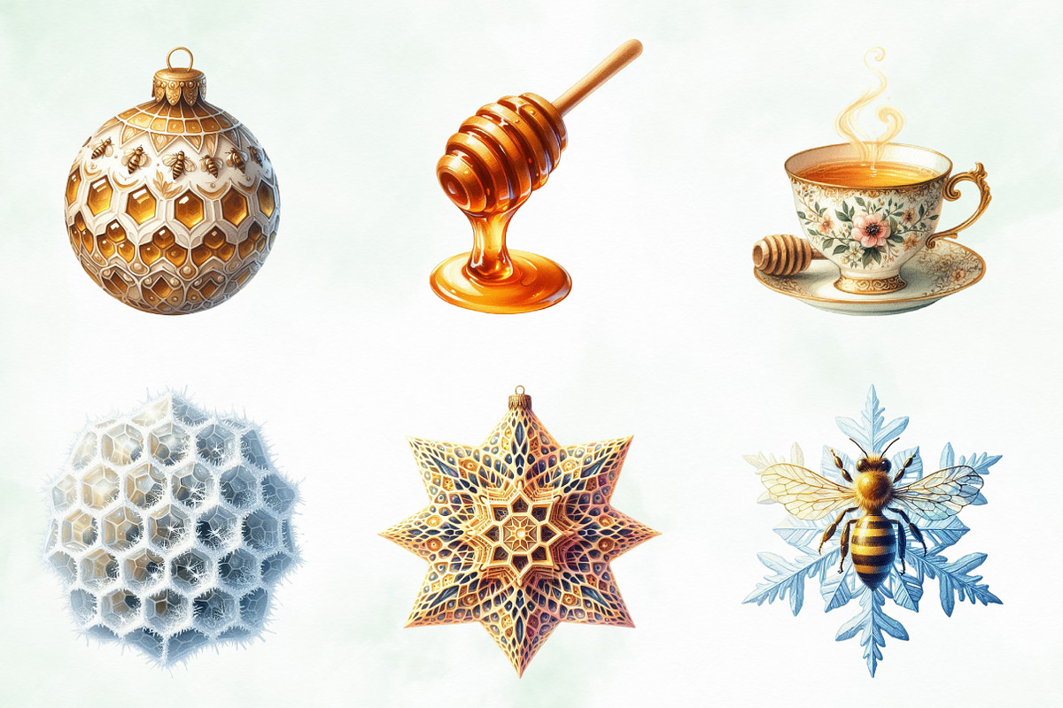 Watercolor Winter Honey Clipart, an Illustration by Creative Art (Photo 2 of 6)