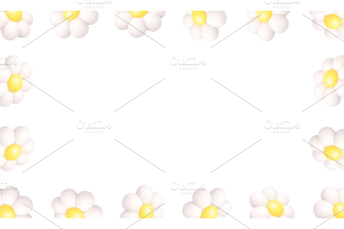 White daisy flower border frame, an Object Illustration by GraphiShop