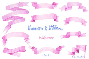 Watercolor Ribbons & Banners (Set 1)
