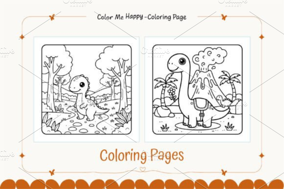 Dinosaur Coloring Pages for Kids, an Animal Illustration by Ink Gallery (Photo 6 of 6)