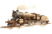 Vintage Steam Train Watercolor Clipa, an Illustration by hafijul (Thumbnail 4 of 12)