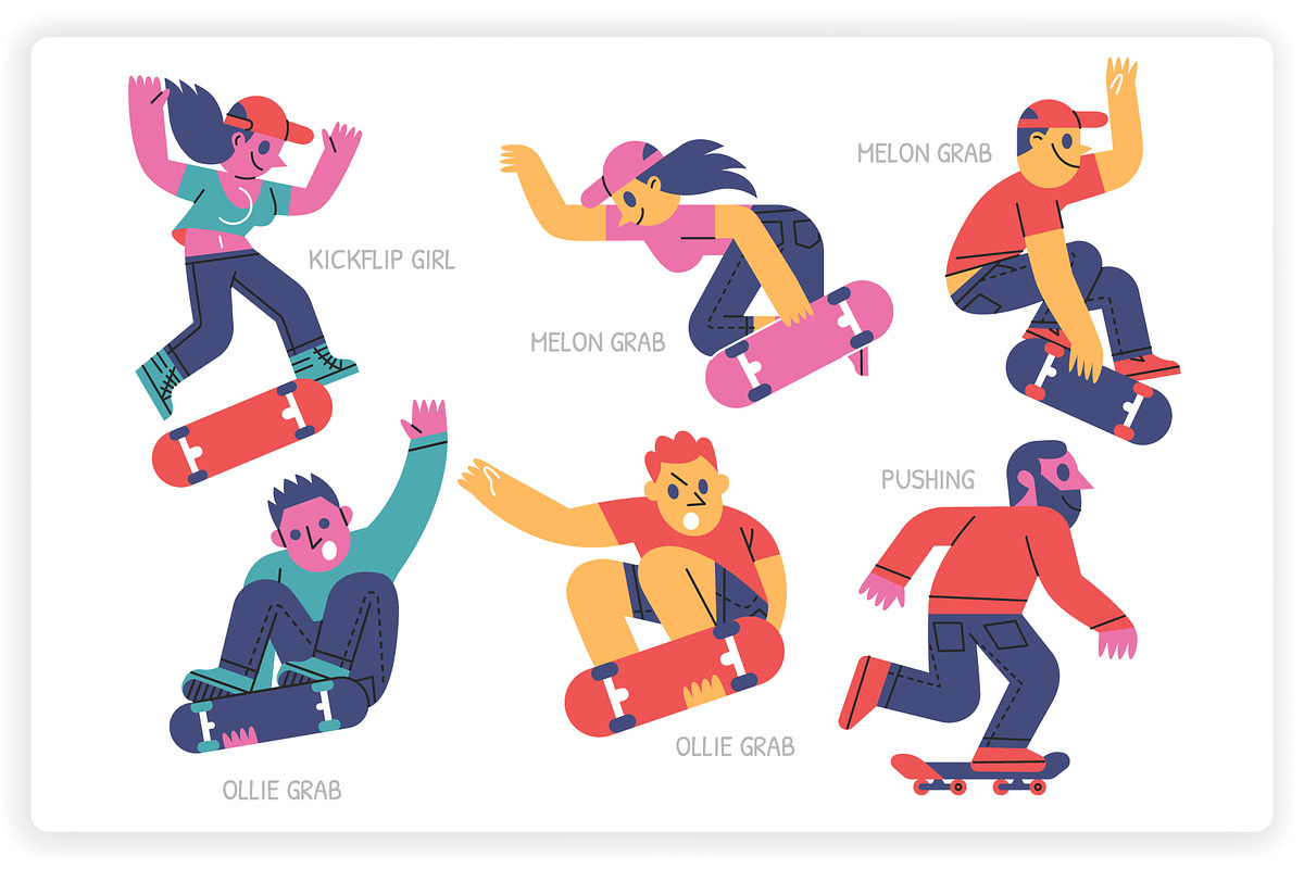 36 Skateboarding Elements x2 Styles, a Graphic by monkik (Photo 4 of 25)