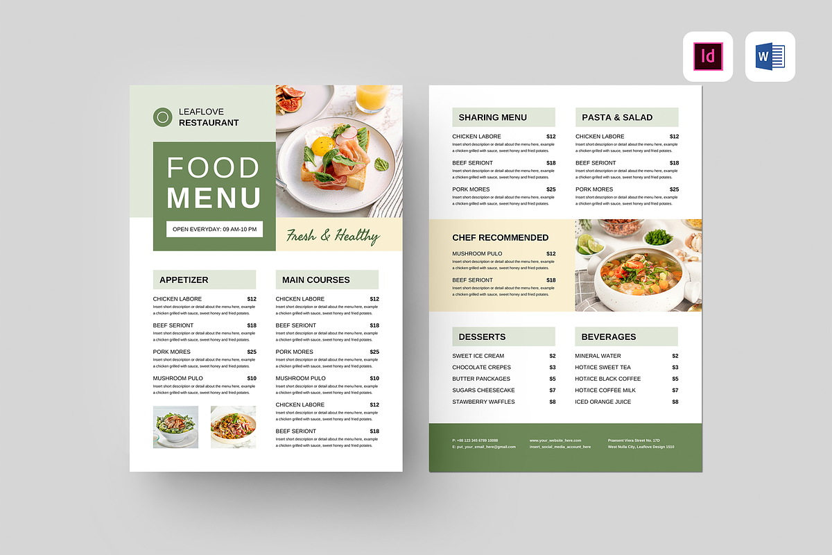 Food Menu, a Flyer Template by Leaflove (Photo 1 of 5)