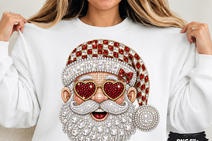 Retro Santa Rhinestone Png, a Seasonal Illustration by DreamCafeArt