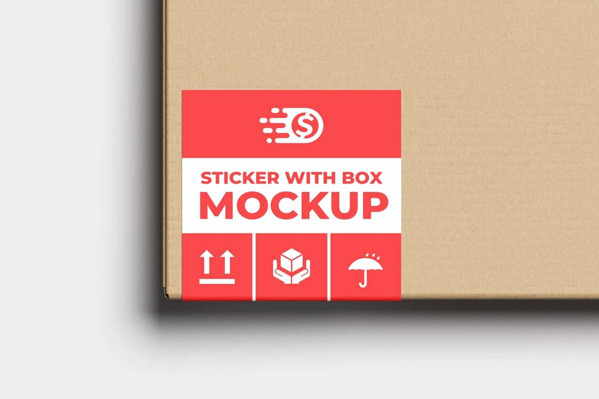 Sticker With Box Mockup, a Packaging Mockup by AndikaGraphic (Photo 4 of 5)