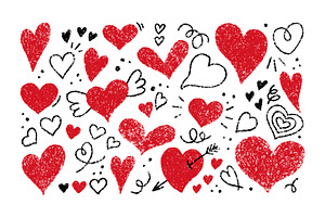 Crayon Doodle Hearts