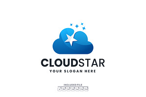 Cloud star gradient logo, a Branding & Logo Template by yuanesei
