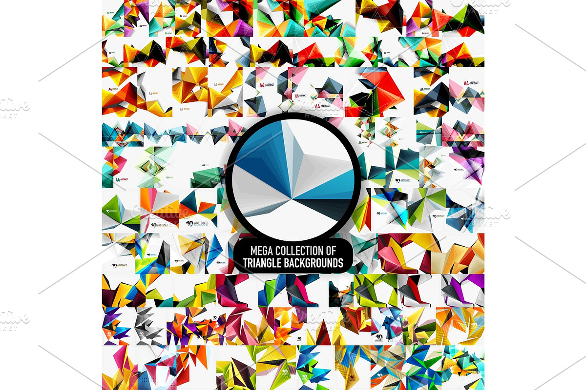 Mega collection of 100 vector triangle pattern backgrounds, a ...