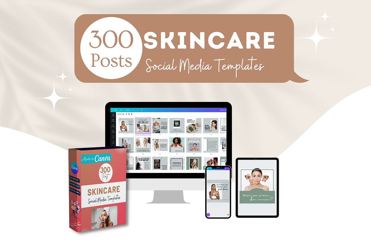 300 Skincare Canva Templates, a Social Media Template by Viral Content Design (Photo 7 of 7)